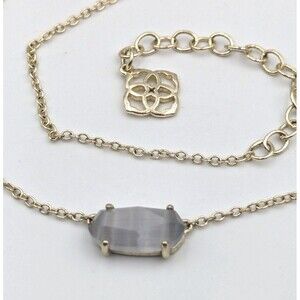 Kendra Scott Ever Grey Cats Eye Pendant Gold Tone Collar Necklace